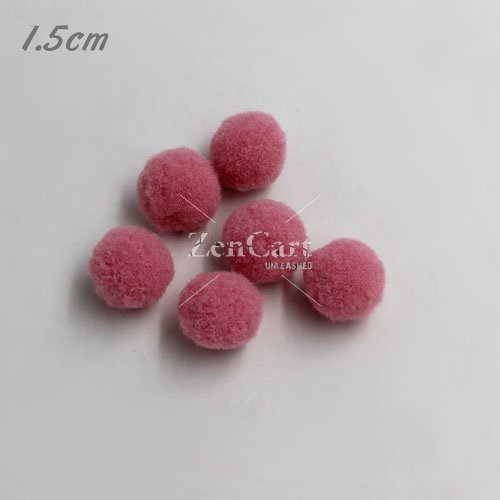50Pcs 15mm Craft Fluffy Pom Poms Bobble ball, rosaline color