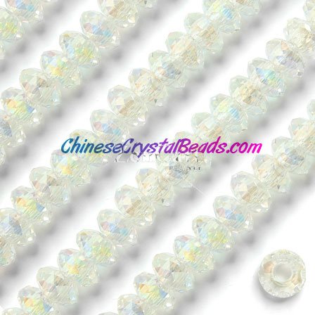 Crystal European Beads, Clear AB, 8x14mm, 5mm big hole,12 beads