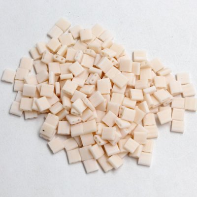 Chinese 5mm Tila Square Bead, opaque lt peach, about 100Pcs