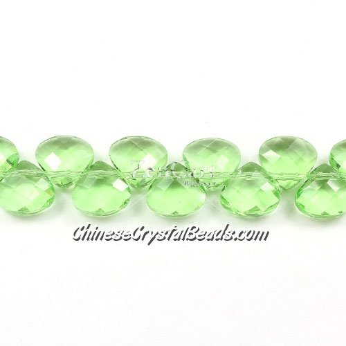 Crystal Flat Briolette beads strand ,9x10mm, lime green, 20 beads