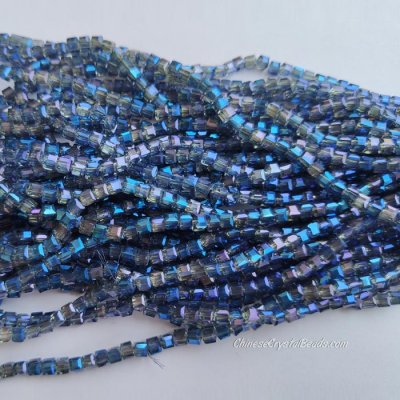 4mm Cube Crystal beads about 95Pcs, half blue light