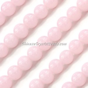 Chinese 10mm Round Glass Beads light pink jade, hole 1mm, about 33pcs per strand