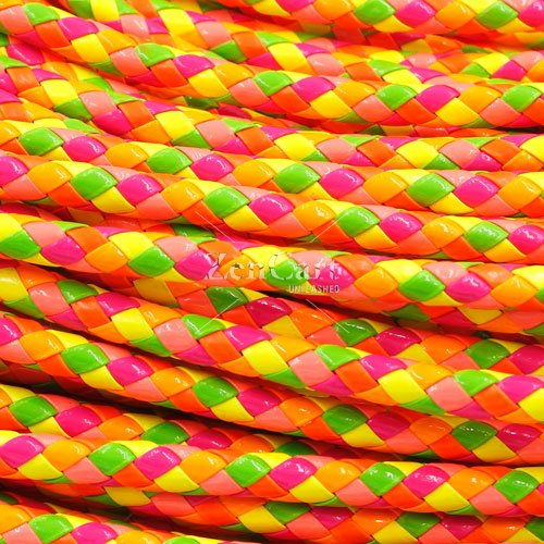 2 Meters 7mm Round Braided Bolo Synthetic Leather Jewelry Cord String, mix