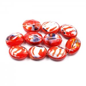 10Pcs Oval Millefiori Chinese Crystal Rondelle Bead Strand red blue 12x16x8mm