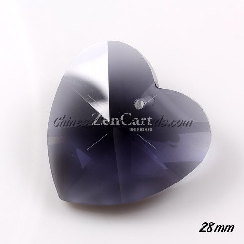 Chinese Crystal 28mm Heart Pendant/Bead, Transparent black