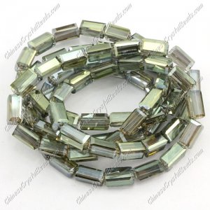 cuboid crystal beads, 4x4x8mm, green lihgt 2, 70pcs per strand