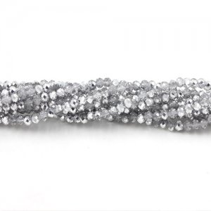 130Pcs 2x3mm Chinese Crystal Rondelle Beads, half Silver