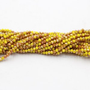 130 beads 3x4mm crystal rondelle beads yellow Opaque Half Brown