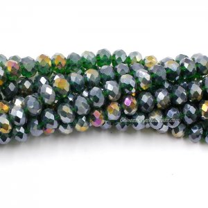 70 pieces 8x10mm Crystal Rondelle Bead,Fern Green AB