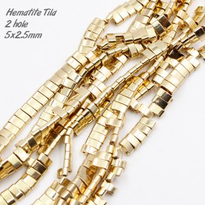 5x2.5mm KC gold hematite Half Tila approx 160 beads