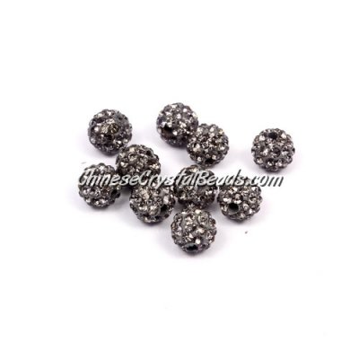 50pcs, 8mm Pave caly disco beads, hole: 1mm, gray