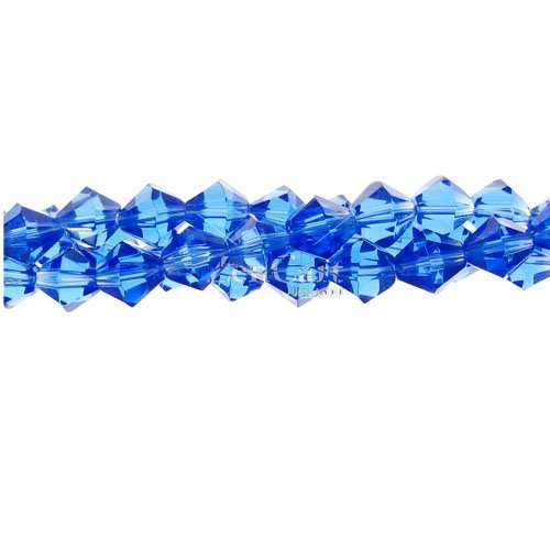 Chinese Crystal Long Bicone Strand, 6mm, med Sapphire, about 50 beads