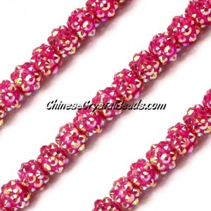 Chinese Crystal Disco Bead Acrylic fuchsia AB 8mminside, 30 beads