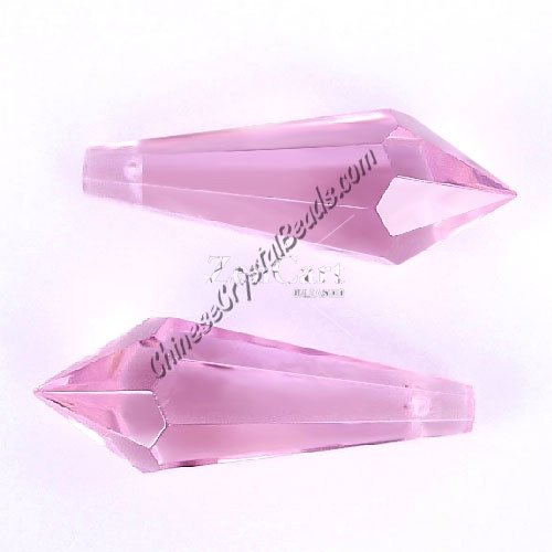 Chinese Crystal Ice Drop Prism Pendant, Pink, 38mm, 1pc