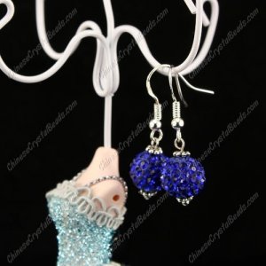 Pave Drop Earrings, sapphire, 10mm clay disco beads, sold 1 pair