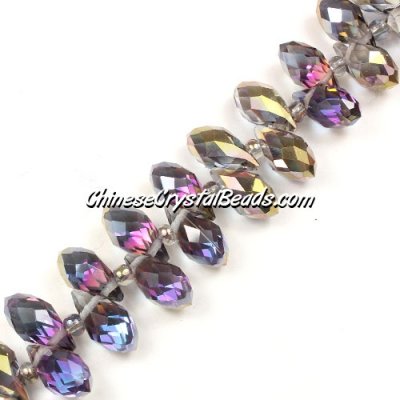 Chinese Crystal Briolette Bead Strand, copper Reflective rainbow, 6x12mm, 20 beads