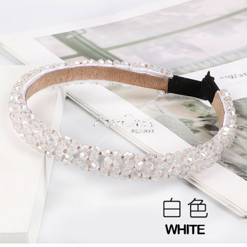 crystal beads tiara headband, clear AB, 1pc