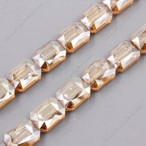 Chinese Crystal Faceted Rectangle Pendant, golden show, 13x18mm, 10 beads