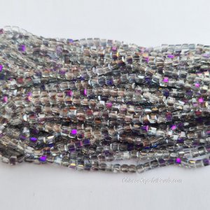4mm Cube Crystal beads about 95Pcs, half purple light