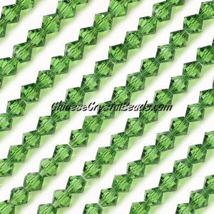 Chinese Crystal Bicone bead strand, 6mm, fern green, about 50 beads