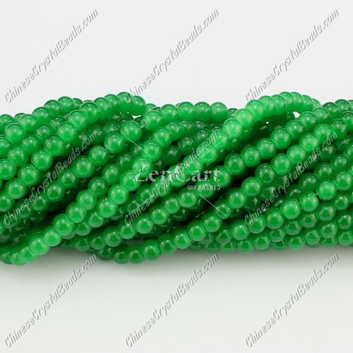4mm round glass beads, green, about 200pcs per strand