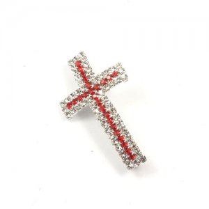 Crystal Claw chains cross, 24x40, Red , silver, hole 3mm, sold 1pcs