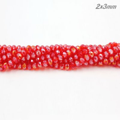 130Pcs 2x3mm Chinese Crystal Rondelle Beads, lt siam AB