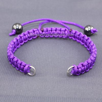 Pave chain, nylon cord, violet, wide : 7mm, length:14cm