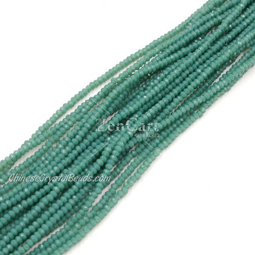1.7x2.5mm rondelle crystal beads, opaque teal, 190Pcs