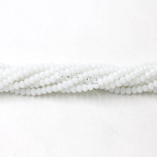 130Pcs 2x3mm Chinese Crystal Rondelle Beads, White Linen