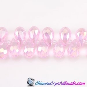 Chinese Crystal Briolette beads , 8x13mm, Pink AB, 20 BEADS