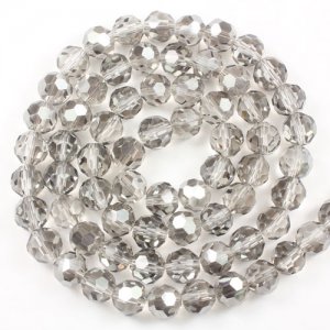 95pcs Chinese Crystal 6mm Round Beads, silver shade