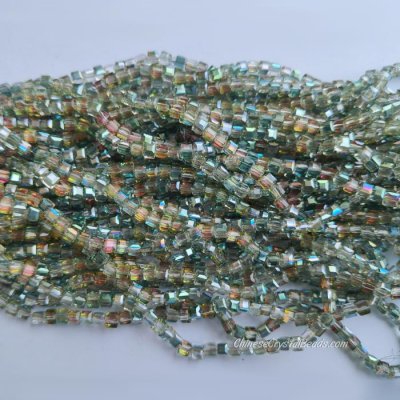 4mm Cube Crystal beads about 95Pcs, purple green light