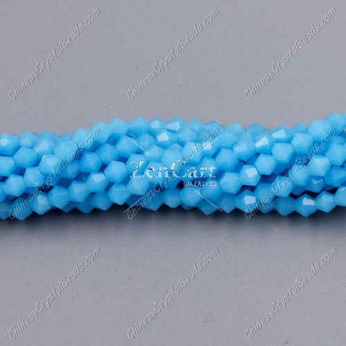 Chinese Crystal 4mm Bicone Bead Strand, Opaque aqua , about 100 beads