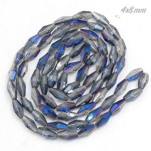 4x8mm crystal bicone beads, half blue light, about 72 beads per strand