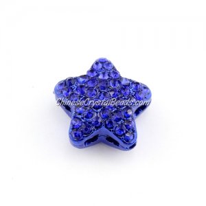 pave star cube beads, 19mm, sapphire, 1 piece