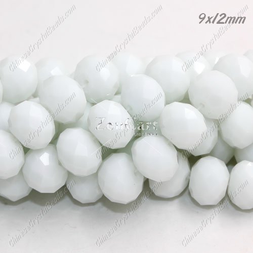 Chinese Crystal Rondelle Strand, Opaque White Linen, 9x12mm, about 36 beads