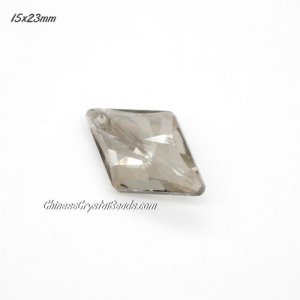 1Pc 15x23mm rhombus crystal pendant, silver shade