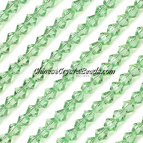 Chinese Crystal Bicone bead strand, 6mm, lime green, about 50 beads