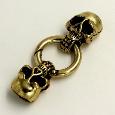 Clasp, skull End Cap, antiqued bronze finished inchpewterinch #zinc-based alloy,62x24mm Hole 11x5mm, Sold individually.