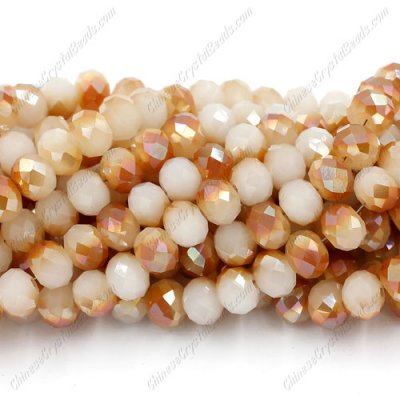 Chinese Crystal Rondelle Bead Strand, 6x8mm, jade white yellow, about 72 beads