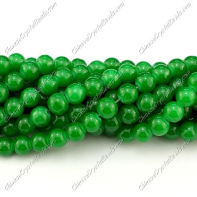 8mm round glass beads strand, fern green, 100pcs per strand