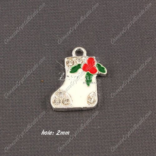 Christmas Alloy Charms pendant ,socks,17x21mm, hole 2mm, sold 1 pcs