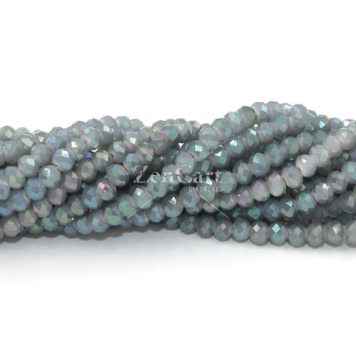 130Pcs 3x4mm Chinese Crystal Long Rondelle Strand, opaque sage green 2