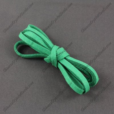 Suede Flat Leather Cord, 4x1.5mm, emerald, 1 piece=1 meter