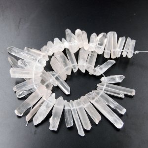 Natural Quartz Crystal Druzy Freeform Stick Titanium Coated Loose Beads 38cm