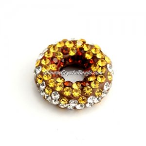 Pave Crystal Doughnut pendant, 20x7mm, 1 hole: 1.5mm, amber, 1pcs