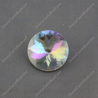 30mm Crystal round coin pendant, Clear AB, hole: 1.5mm