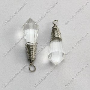 Wire Working Crystal Icicle Drop Pendant, 8x20mm, Clear, sold by 1 pc