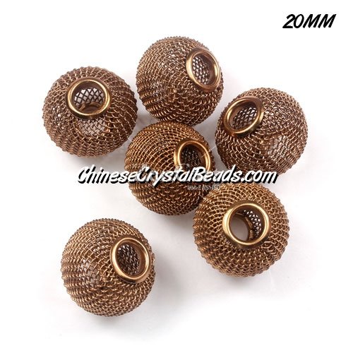 20mm brown Mesh Bead, Basketball Wives, 10 pieces